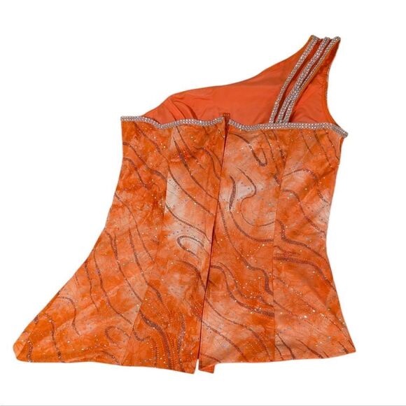 Women's vintage orange & silver sequin crystal sparkly corset top size 9/10 - Picture 9 of 9